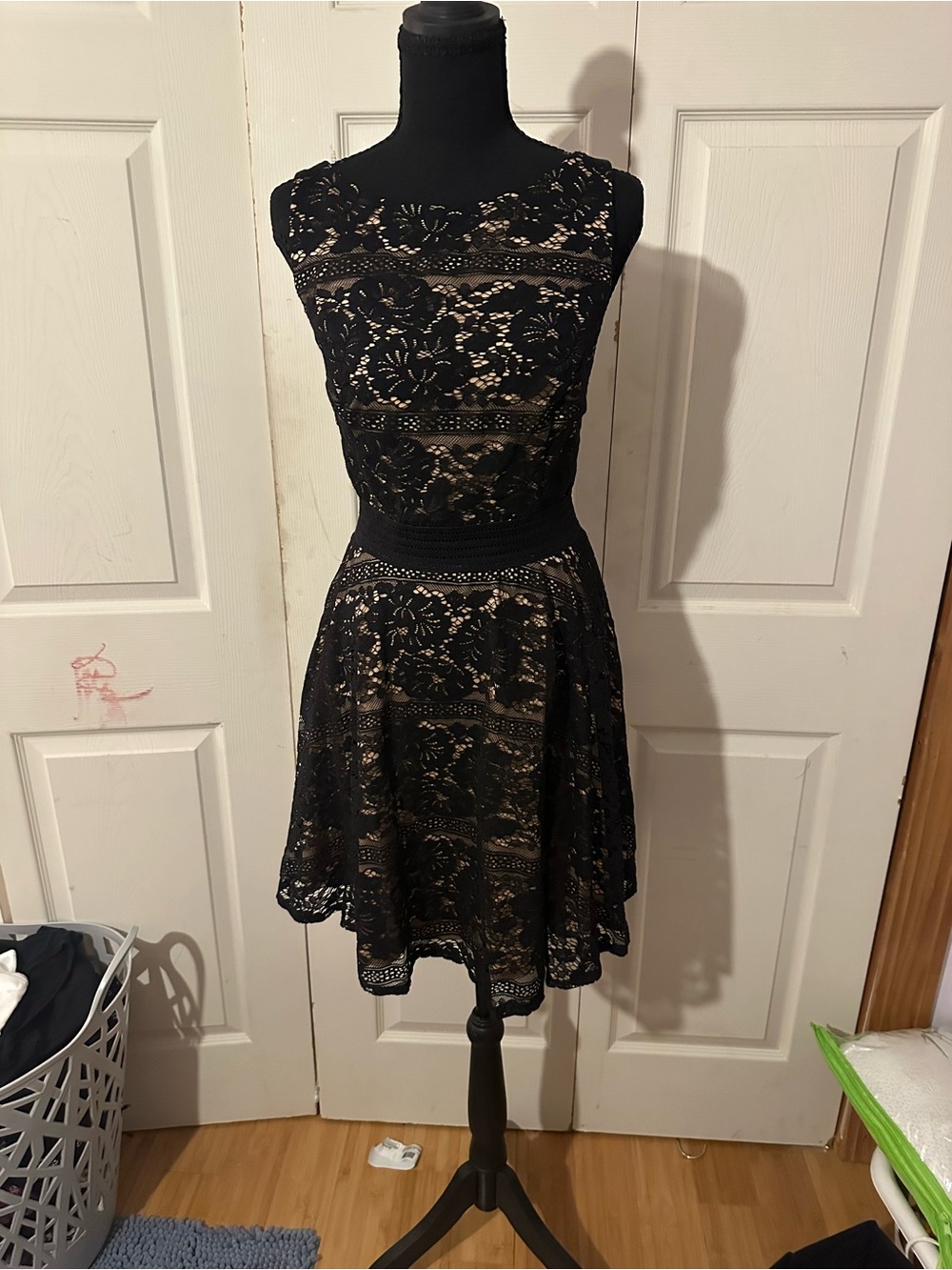 City Studio Black Lace Sleeveless Fit-and-Flare Mini Dress